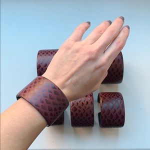 Genuine Leather Printed adjustable cuff bangle